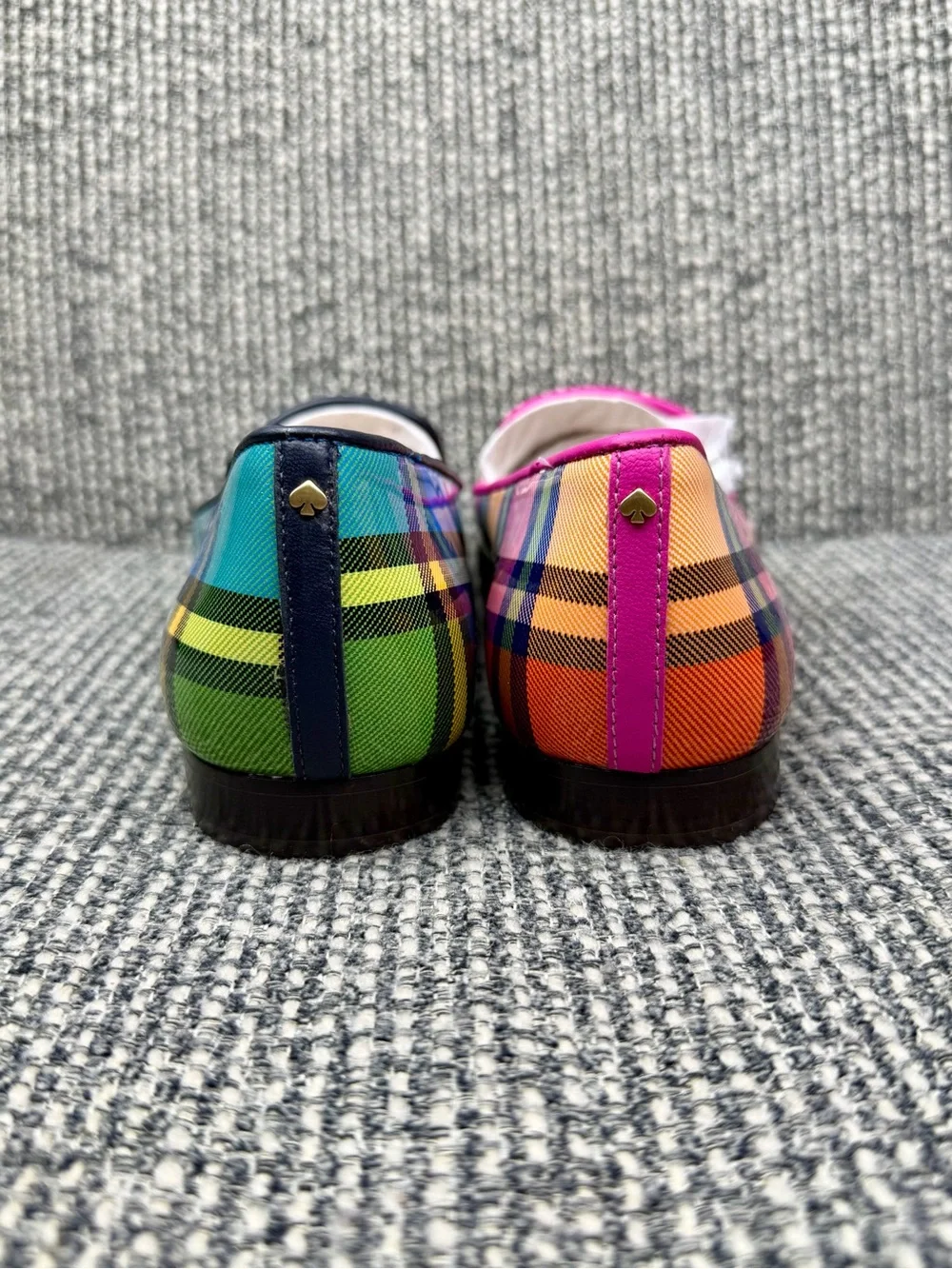 Kate Spade Lounge Grand Plaid Loafers KJ188 Multi Mismatch Flats 6.5 B